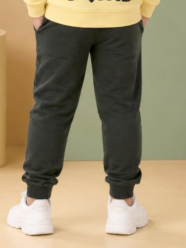 Image of KiddoPanti Boys Solid Fleece Track Pants | Cotton Poly Fleece Fabric | Ankle Length Bottom Rib | 2 Front Patch Pocket | Elastic Waist & Drawcord | Jogger Track Pants for Boys