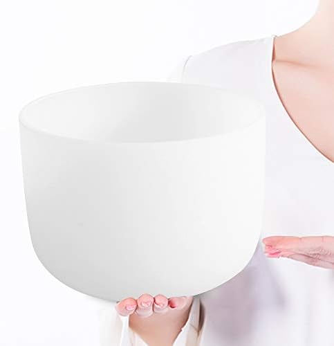 432Hz Perfect Pitch F Note Heart Chakra Frosted Quartz Crystal Singing Bowl 10 inch mallet and o-ring included