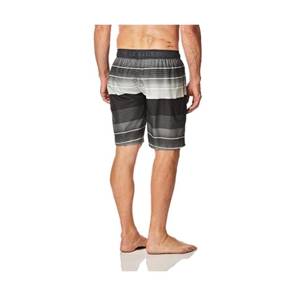 Kanu Surf Men's Echelon Stripe Quick Dry Beach Board Shorts Swim Trunk, Black, Large - Image 3