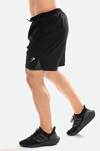 Image of FUAARK Double Layer 2 in 1 Sports Shorts with Inner Tights for Men Gym Tight Short with Pocket