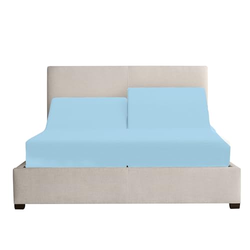 Image of Cottingon Microfiber Sheets, Flex Head King 34'' Deep - 4 Piece Set, Light Blue