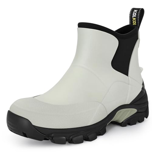 Image of Kalkal Women's Rubber Boots Waterproof Fishing Deck Boots with Shock Absorption Sports Sole, Ankle Rain Mud Boots for Outdoor Garden Chore