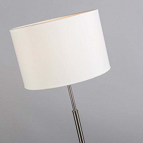 Lampada Da Terra Moderna Qazqa Vt, Bianca, Con Paralume Rotondo, Dimmerabile, Attacco E27, Altezza 151 Cm, Per Soggiorno E Camera Da Letto - 2