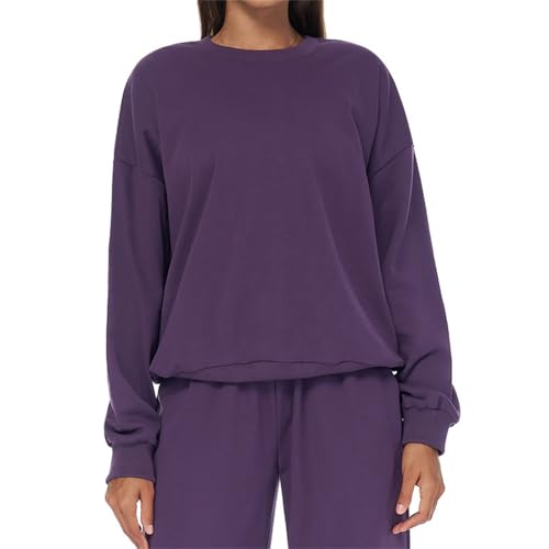 Sweat-shirt col rond femme grande taille basique léger et confortable