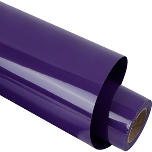 Image of guangyintong Purple Heat Transfer Vinyl HTV Rolls, 12 inch x 5ft Purple Iron on Vinyl for T Shirts, Glossy Surface HTV Vinyl for All Cutter Machine Easy to Cut & Weed for Heat Vinyl Design