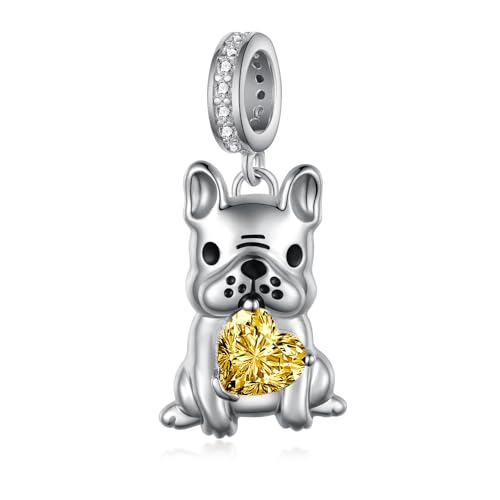 Joyería de bulldog francés de plata: el regalo ideal con piedra de noviembre para mujer