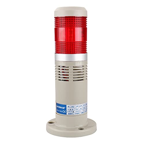 Image of Baomain 110VAC Alarm Warning Light, Industrial Buzzer, Flash Light, Red LED Signal Tower Lamp LTP-502WJ