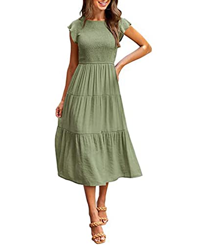 Image of Sexyshine Women's Square Neck Halter Lace Up Criss Cross Maxi Dress Tie Back Sleeveless Smocked Ruched A Line Dress