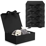 SICANAUO Caja magnética para regalo con tapa, 5 unidades, 26 x 19 x 8 cm Caja plegable de lujo para regalo con cintas, cajas de cartón para regalos, aniversario de boda, Navidad (negro)