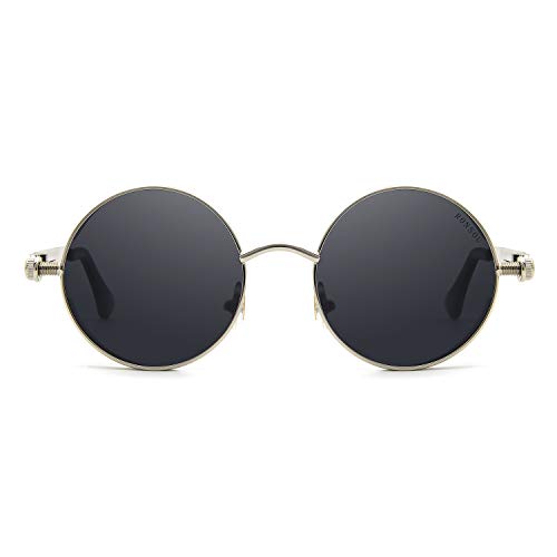 Image of RONSOU Steampunk Style Round Vintage Polarized Sunglasses Retro Eyewear UV400 Protection Matel Frame