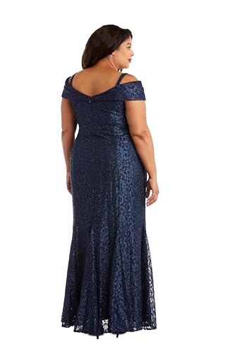 Image of R&M Richards Women's Embellished Full-Length Gown W /Illusion V-Neck & Back Zipper - Evening Cocktail Party Attire