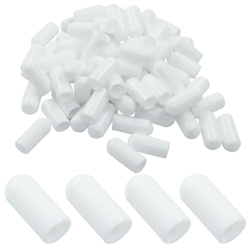 Image of 120 Pcs 6mm Rubber End Caps Bolt Screw Protector, White | PVC Flexible Impact Absorbing, Prevents Scuffs Dust Rust, Fits 6-6.5mm Round Tube Threads, Indoor Outdoor Use