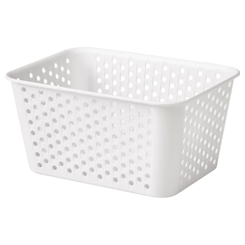 Panier de rangement blanc PLOGSVÄNG pour optimiser un meuble étroit