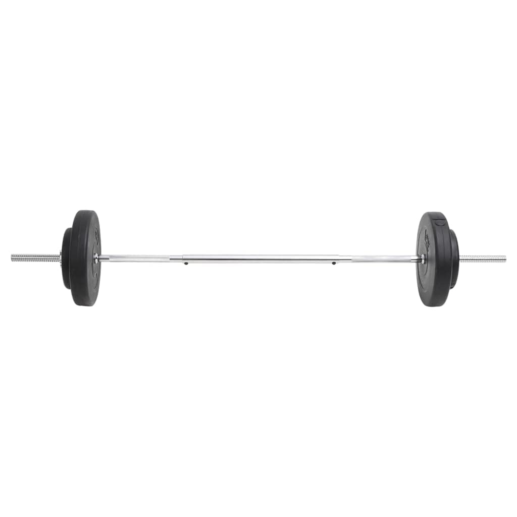 Juego de pesas largas de 60 kg con discos y barra de pesas de 140 cm, set de entrenamiento de fuerza para pecho, bíceps y espalda, juego de pesas con revestimiento de plástico, discos de 1,25 kg hasta