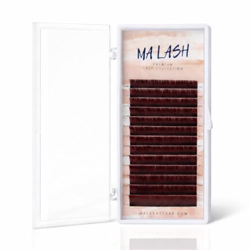 MA LASH Burgundy C 0.07 7-13 mm Eyelash Extensions Individual Lashes Premium Volume & Classic Lash Soft mixed and single lengths Salon Use (Burg C 0.07 7-13 mm)