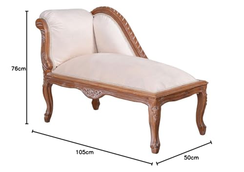 Barock Liege Antik Ottomane Rokoko Sofa Sitzbank 105cm Holz gepolstert Beige Salonsofa cat508g18 Palazzo Exklusiv – Bild 4