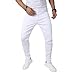 JUNBAOSS Men's Skinny Jeans Stretch Ripped Jeans for Men, Distressed Slim Tapered Leg Fashion Comfort Flex Waist Denim Pants, White 203, Size 34