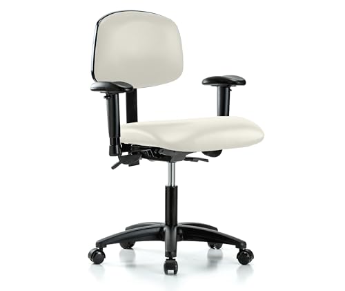 Image of Perch Multi-Task Office Chair with Adjustable Armrests | Desk Height 17-22 inch | Off-White Vinyl
