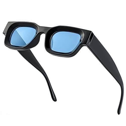 Image of EYLRIM Thick Square Frame Sunglasses for Women Men Chunky Rectangle Polarized Sunglasses UV400 Protection