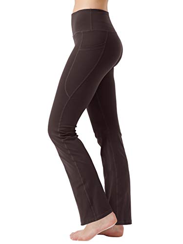 Zeronic Women's High Waist Bootcut Yoga Pants With Pockets Tummy Control Workout Running Pants Long Bootleg Flare Pants(Brown,X-Small) #TOP1