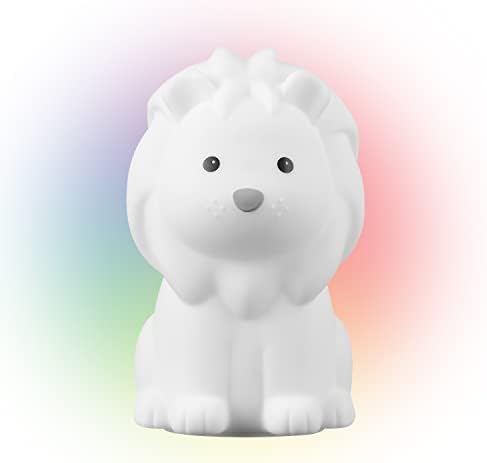 Globe Electric 13849 Lion Multicolor Changing LED Integrated Rechargeable Silicone Night Light, Table Lamp, Tap Light, White, Room Décor, Home Décor, Nightstand, Bedside Lamps, LED Lamp, LED Lights