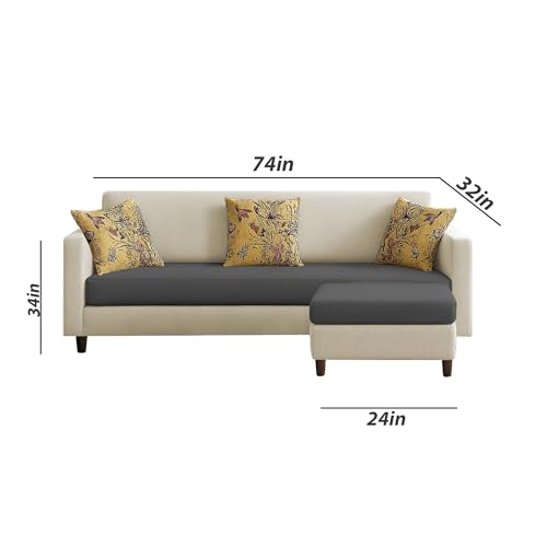 Image of Casaliving Premium Lifestyle Fabric 5 Seater L Shape Sofa Set 4 Seater Modern Sofa Set & Ottoman for Living Room (Cream Black Color)