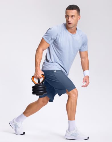Image of GGJ Men's Lightweight Athletic Shorts with 2 Zipper Pockets 7 inch /9 inch /5 inch Gym Workout Running Quick Dry Tennis Shorts for Men