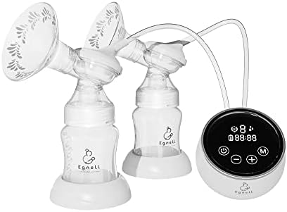 EGNELL Double Electric Breast Pump with Milk Bags - Quiet and Portable with 6 Modes and 9 Levels of Suction - Touch Screen LED Display and USB Charger