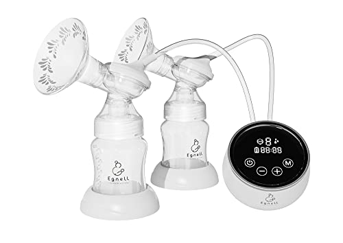 Egnell Double Electric Breast Pump With Milk Bags - Quiet And Portable With 6 Modes And 9 Levels Of Suction - Touch Screen Led Display And Usb Charger #TOP1