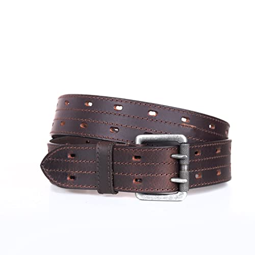 KERTZ Men's Leather Belt Double Prong Buckle Belt 38 mm Width Casual Leather Belt for wok and Jeans belt3