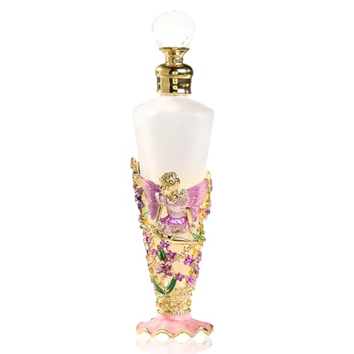 Imagen de VolksRose Frasco de Perfume Vintage 25ml en Zinc y Vidrio Frasco Regalo Ángel en Relieve con Diseño Cónico Elegante