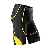 SANTIC Cycling Men's Shorts Biking Bicycle Bike Pants Half Pants 4D Coolmax Padded Yellow L