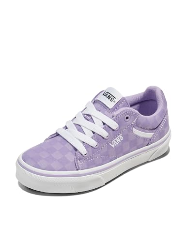 Vans Little Kids' Seldan Shoe - Retro Inspired Fashion Sneakers for Boys & Girls. Check Textile Soft Orchid. 1.5