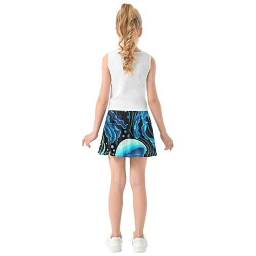 Joisal Toddler Tennis Skirts Blue Jellyfish Aquatic Plants Black Girls Skorts Athletic Shorts Pink Cute Girl Skort 4t4