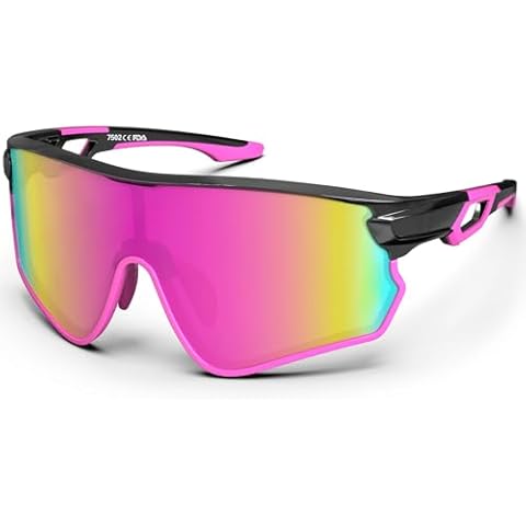 BEACOOL Polarized Sports Sunglasses for Men Women Youth Baseball Fishing Cycling Running Hiking Motorcycle Tac Glasses UV400 (GlossyBlack Purple) Cover