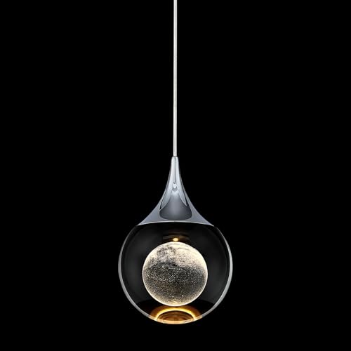 JoollySun Pendant Light Modern Crystal: Mini Chrome Light Fixtures Ceiling Hanging for Kitchen Island Bathroom
