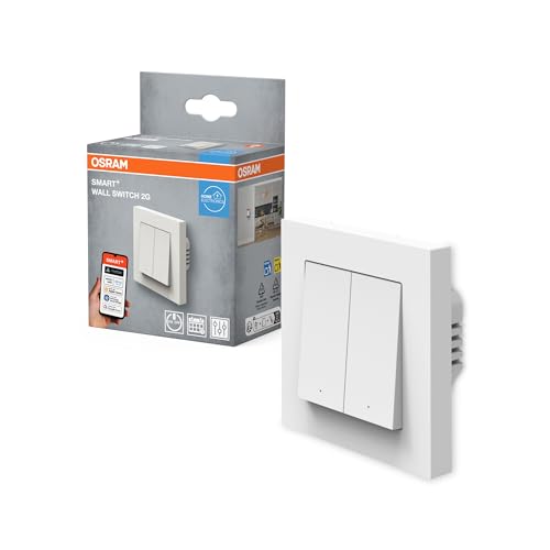 OSRAM Interrupteur mural SMART+ WiFi Matter, 2 canaux, 16AX, IP20, blanc, interrupteur relais, encastré, 27 mm