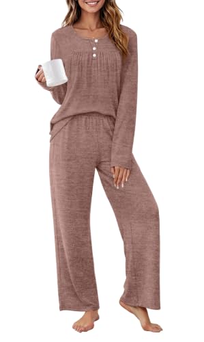 WIHOLL Pajamas for Women Set 2 Piece Lounge Sets Long Sleeve Fall Outfits