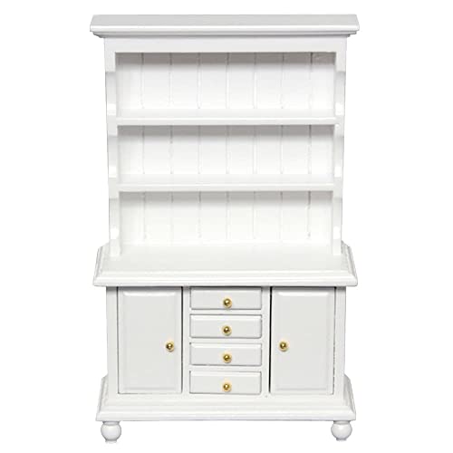 moin moin ミニチュア 1/12 家具 ドールハウス 棚 幅9×高さ16×奥行4cm / 白 ホワイト 食器棚 木製 ウッド カップボード ダイニング キッチン 人形 ドール レトロ クラシック 2212mini4