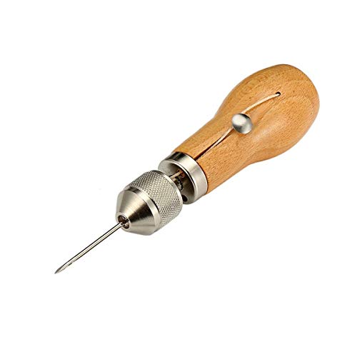 Driak DIY Leather Sewing Tool Stitcher Sewing Awl Hand Stitcher Repair Tool Kit,with 2 Pack Needles and Waxed Thread for Leather and Heavy Fabrics
