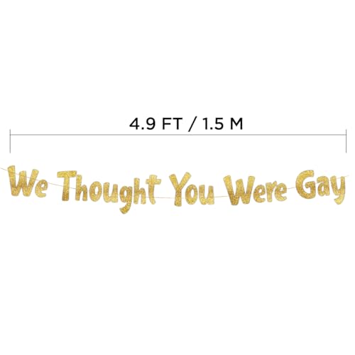 Image of Pre-Strung Funny Bachelor and Bachelorette Party Gold Glitter Banner - Funny Bachelorette Party Decorations for Her - Party Supplies, Favors and Gifts