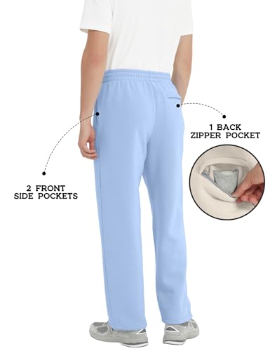 FAIABLE Men's Fleece Lined Sweatpants Open Bottom Straight Leg Lounge Pants for Men Loose Fit Joggers Sweatpants with Pockets3