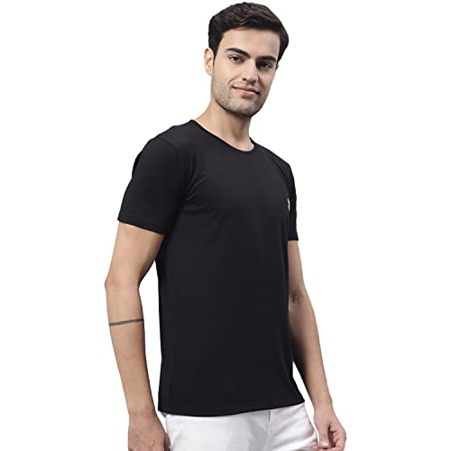 Image of Mack Jonney Men Round Neck Cotton Solid Regular Fit T-Shirt-T Anthraa 01-P