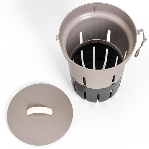 Urbalive Beetkomposter für Wurmkompost 12L - Garten unterirdisch Wurmkomposter zum Eingraben - Design Wurm Beetbox Komposter aus Recyceltem Kunststoff, Taupe