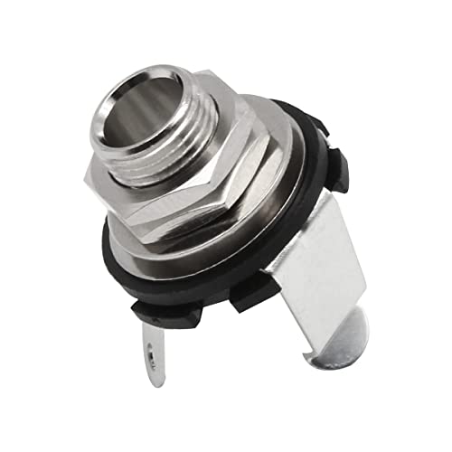 FLEOR 0.25 Inches Guitar Jack Socket Input Output Chrome 6.35mm Jack for Electric Guitar 2PCS, 2PCS Chrome - Image 3