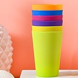 NiuLumea Juego de 6 vasos coloridos irrompibles de plástico ABS, reutilizables, apilables, para bebidas calientes y frías, aptos para lavavajillas y microondas, ligeros para niños y adultos, color