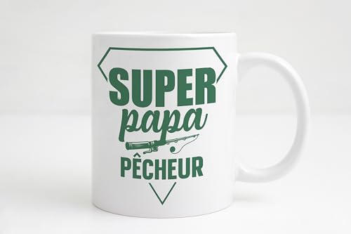 Groovy crea Mug Super Papa Pêcheur – Cadeau Fête des Pères ou Anniversaire – Tasse Humour homme Passion Pêche – Idée Cadeau Originale Pêcheur – Tasse Canne à Pêche