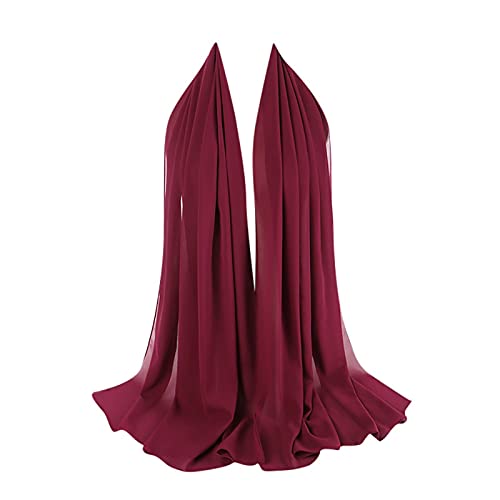 ZEELIY Women's Plain Bubble Chiffon Scarf Hijab Wrap Print Scarves Headband Muslim Hijabs Cover