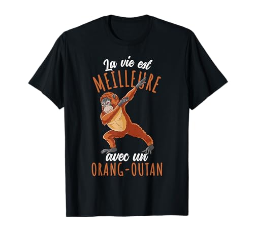 La Vie Est Meilleure Avec un Orang-Outan T-Shirt Noir Classique Unisexes-Adultes S