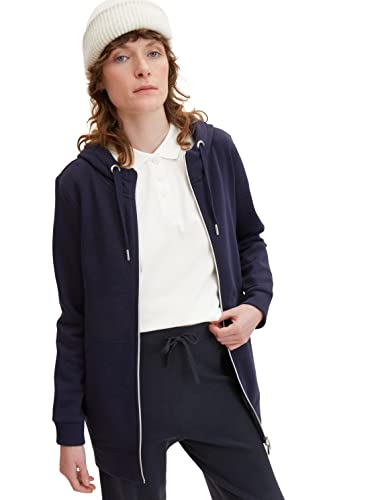 TOM TAILOR Damen Sweatshirt Jacke mit Kapuze 1032606, 30025 - Navy Midnight...